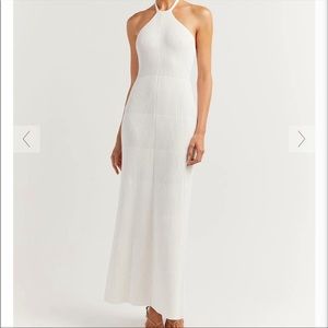 NWT DISSH OLA WHITE HALTER KNIT MIDI DRESS